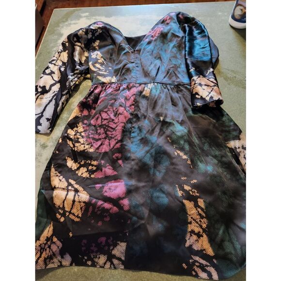 Tibi - Black Silk Sheath Dress w/ Multicolored Graphic Print - Picture 7 of 7